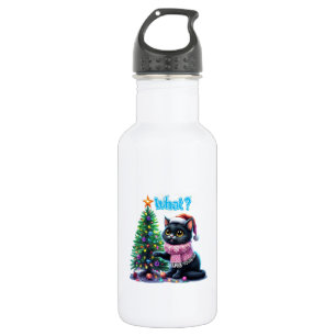 Bouteille D'eau Chat de Noël amusant Avec Sticker Arbre