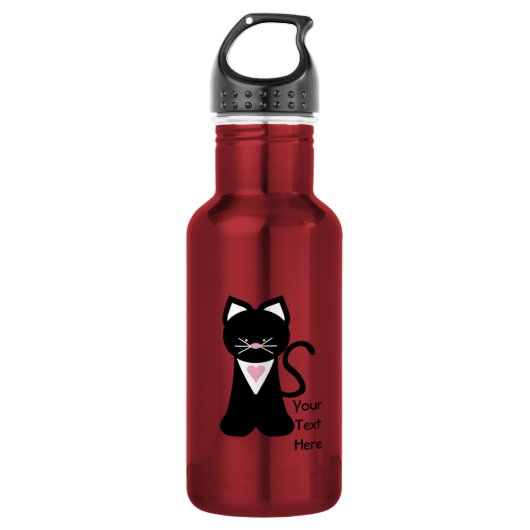 Bouteille D'eau Chat de smoking (personnalisable) (Devant)
