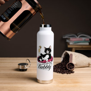 Bouteille D'eau Chat élégant avec Cocktail 75 Français - Classy & 