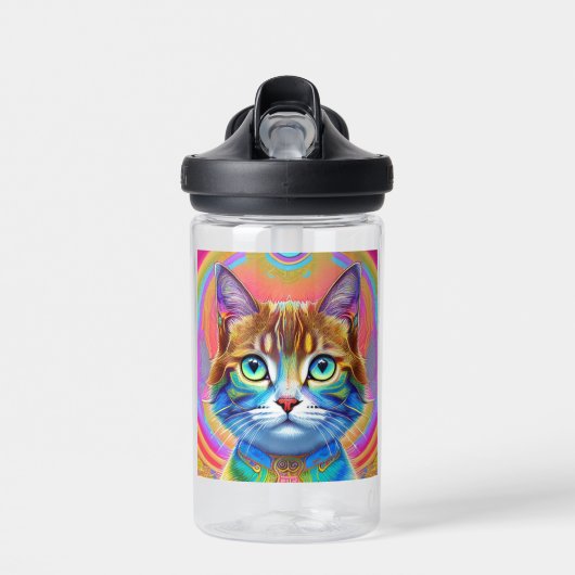Bouteille D'eau Chat fantastique Mystique coloré (Avant)