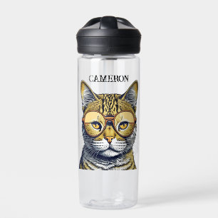 Bouteille D'eau Chat Kitty cool avec lunettes Personnalisé