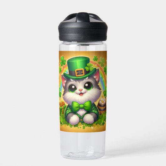 Bouteille D'eau Chat mignon/chaton Saint Patrick's Day (Extérieur)