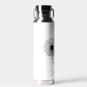 Bouteille D'eau Chat noir avec Dandelion et citation (Avant)