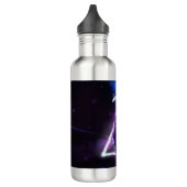 Bouteille D'eau Chat noir dans le triangle hipster néon bleu (Gauche)