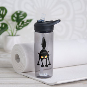 Bouteille D'eau Chat noir de dessin animé drôle et féroce