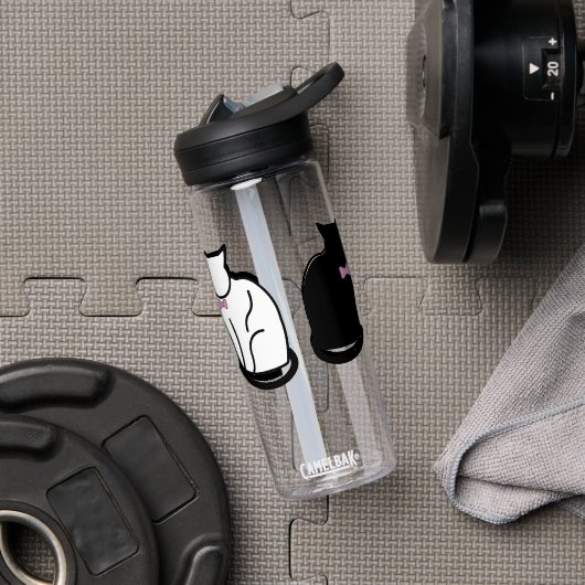 Bouteille D'eau Chat noir et blanc (Droite)