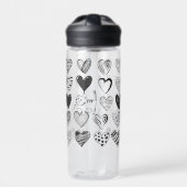 Bouteille D'eau Chat noir et blanc et Motif de coeur (Extérieur)