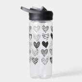Bouteille D'eau Chat noir et blanc et Motif de coeur (Droite)