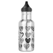 Bouteille D'eau Chat noir et blanc et Motif de coeur (Droite)