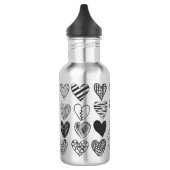 Bouteille D'eau Chat noir et blanc et Motif de coeur (Gauche)