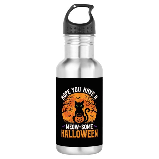 Bouteille D'eau Chat Noir Halloween Incroyable (Devant)
