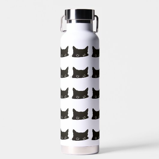 Bouteille D'eau Chat noir qui regarde (Avant)