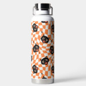 Bouteille D'eau Chat noir rétro Motif chèque orange (Plage)