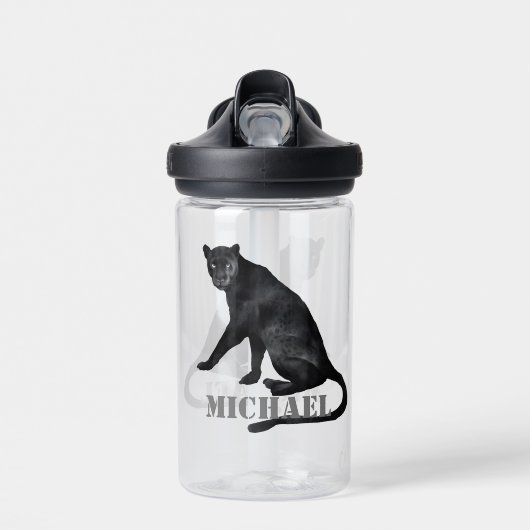 Bouteille D'eau Chat Panthère Noir Leopard Personnalisé (Avant)