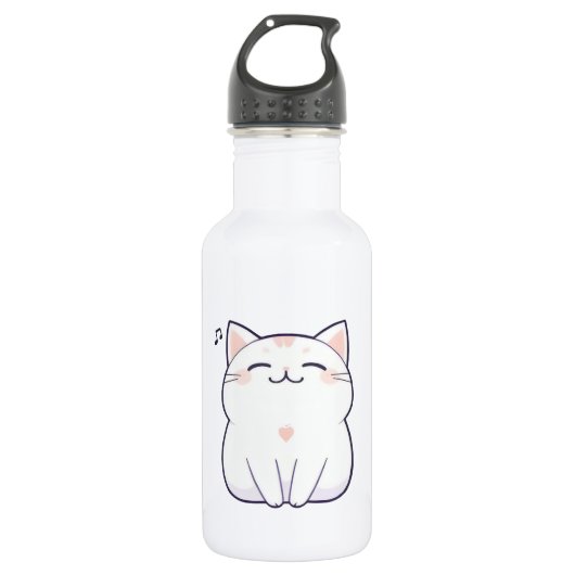 Bouteille D'eau Chat qui chante avec une note de musique Design Ka (Devant)