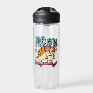 Bouteille D'eau Chat qui fait du skate Meow