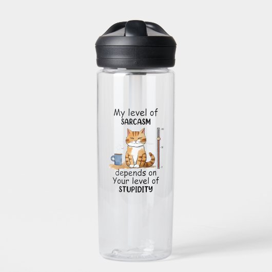 Bouteille D'eau Chat Sarcastique - Drôle Orange Art (Extérieur)