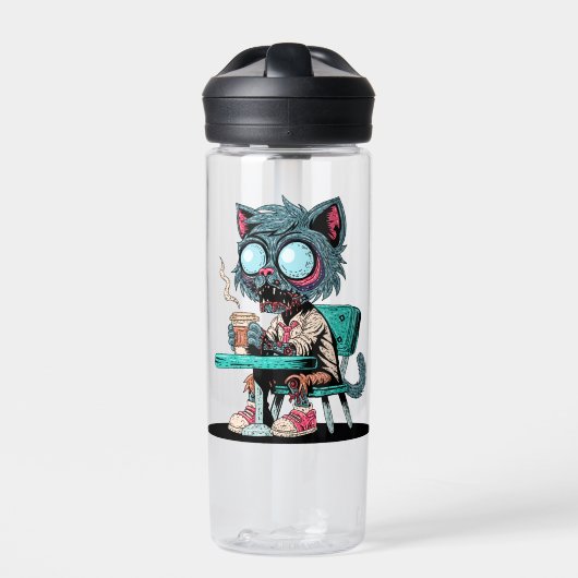 Bouteille D'eau Chat zombie amateur de café (Extérieur)