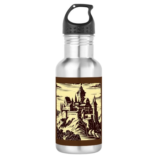 Bouteille D'eau Château médiéval Imaginaire - Bois coupé 2 (Devant)