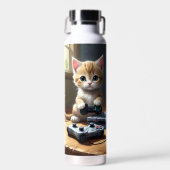 Bouteille D'eau Chaton jouant à la console de jeu, (Avant)