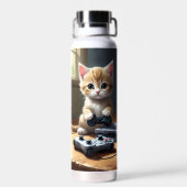 Bouteille D'eau Chaton jouant à la console de jeu, (Arrière)