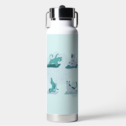 Bouteille D'eau Chats de yoga vert (Salle de sport)