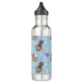 Bouteille D'eau Chats en boîte et gouttes de lait sur bleu (Droite)