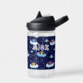Bouteille D'eau Chats et chiens dans l'espace UFO Nom personnalisé (Gauche)