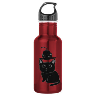 Bouteille D'eau chats noirs mère et enfant