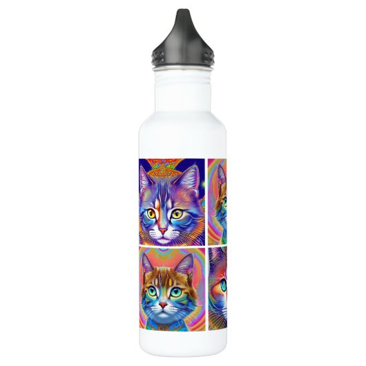 Bouteille D'eau Chats royaux de couleur psychédélique (Gauche)
