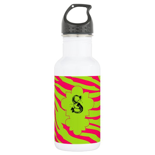 Bouteille D'eau Chaud rose Lime Zebra Print 32. oz. (Devant)
