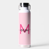 Bouteille D'eau Chaud rose moderne Script Girl Monogramme Nom (Avant)