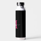 Bouteille D'eau Chaud rose noir moderne Script Girl Monogramme Nom (Gauche)