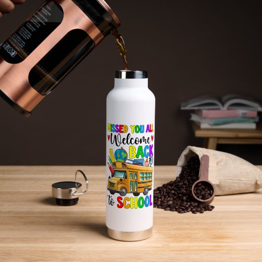 Bouteille D'eau Chauffeur de bus de rentrée des classes (Café (pivoté))