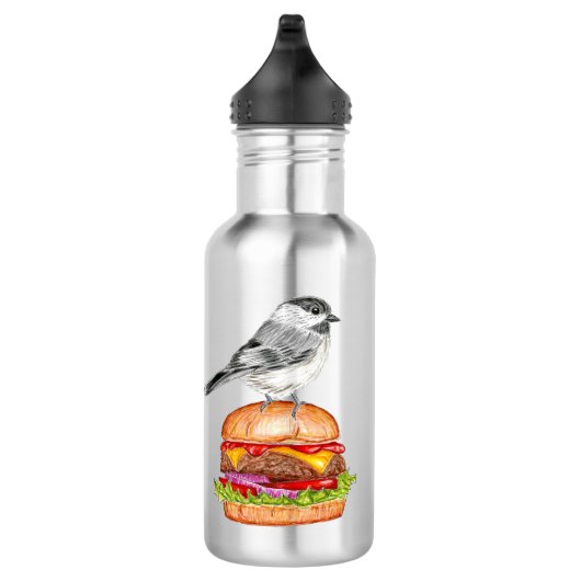 Bouteille D'eau Cheeseburger Oiseau noir cerné (Droite)