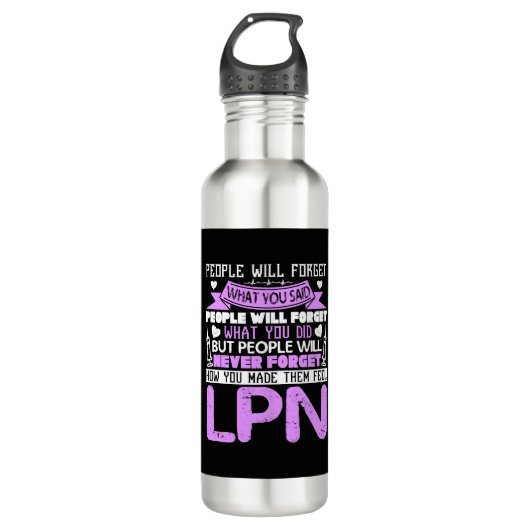 Bouteille D'eau Chemise infirmière fière LPN (Devant)
