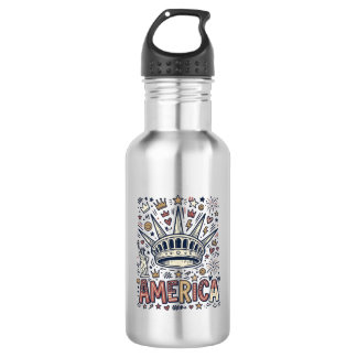 Bouteille D'eau Chemise patriotique Vintage America Liberty Crown