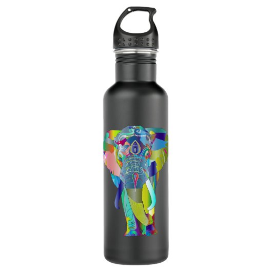 Bouteille D'eau Chemise T Psychadélique Eléphant Multicolore (Devant)