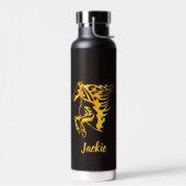 Bouteille D'eau Cheval à flamme dorée avec nom personnalisé (Gauche)