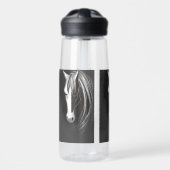 Bouteille D'eau Cheval Abstrait noir et blanc (Avant)