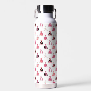 Bouteille D'eau Cheval Racing Jockey Soies Élégant Rose Et Blanc