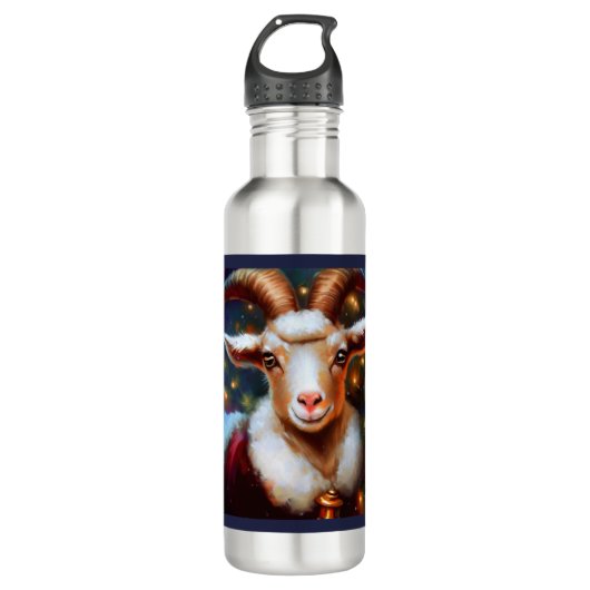 Bouteille D'eau Chèvre de Noël 4 (Devant)