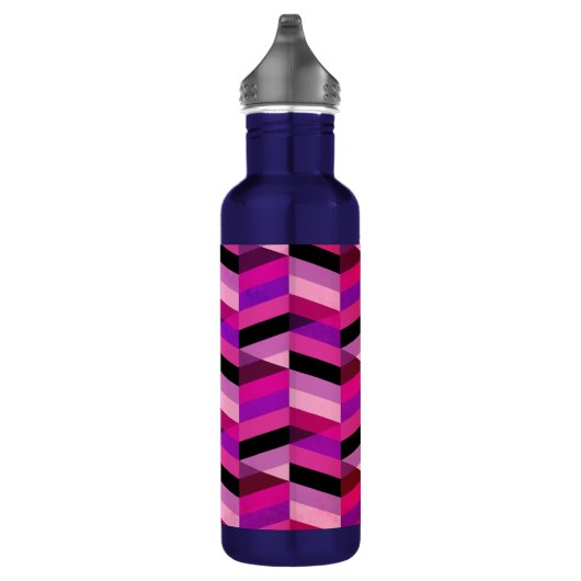 Bouteille D'eau Chevron Abstrait/Herringbone | Purples et violets (Droite)