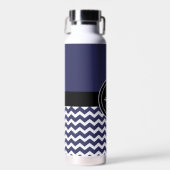 Bouteille D'eau Chevron noir bleu foncé (Avant)