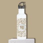 Bouteille D'eau Chic Beige Zèbre Imprimer Monogramme<br><div class="desc">Un élégant flacon d'eau blanche est doté d'un poster de animal zèbre beige et blanc agrémenté de votre monogramme initial. Créez-vous pour vous-même ou offrez-en un cadeau.</div>