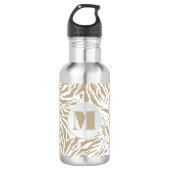 Bouteille D'eau Chic Beige Zèbre Imprimer Monogramme (Devant)