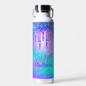 Bouteille D'eau Chic bleu violet ombre parties scintillant gouttes (Avant)