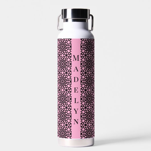Bouteille D'eau Chic Bubblegum Motif géométrique rose et noir (Avant)