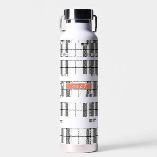 Bouteille D'eau Chic moderne plaqué noir et blanc (Avant)