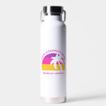 Bouteille D'eau Chic Personnalisé Rose Tropical Plage Mignonne Sor<br><div class="desc">Chic bouteille d'eau de l'île tropicale cadeau pour une fille sororité ou un clochard de plage. Personnalisez-vous en rose vif au-dessus du joli coucher de soleil.</div>